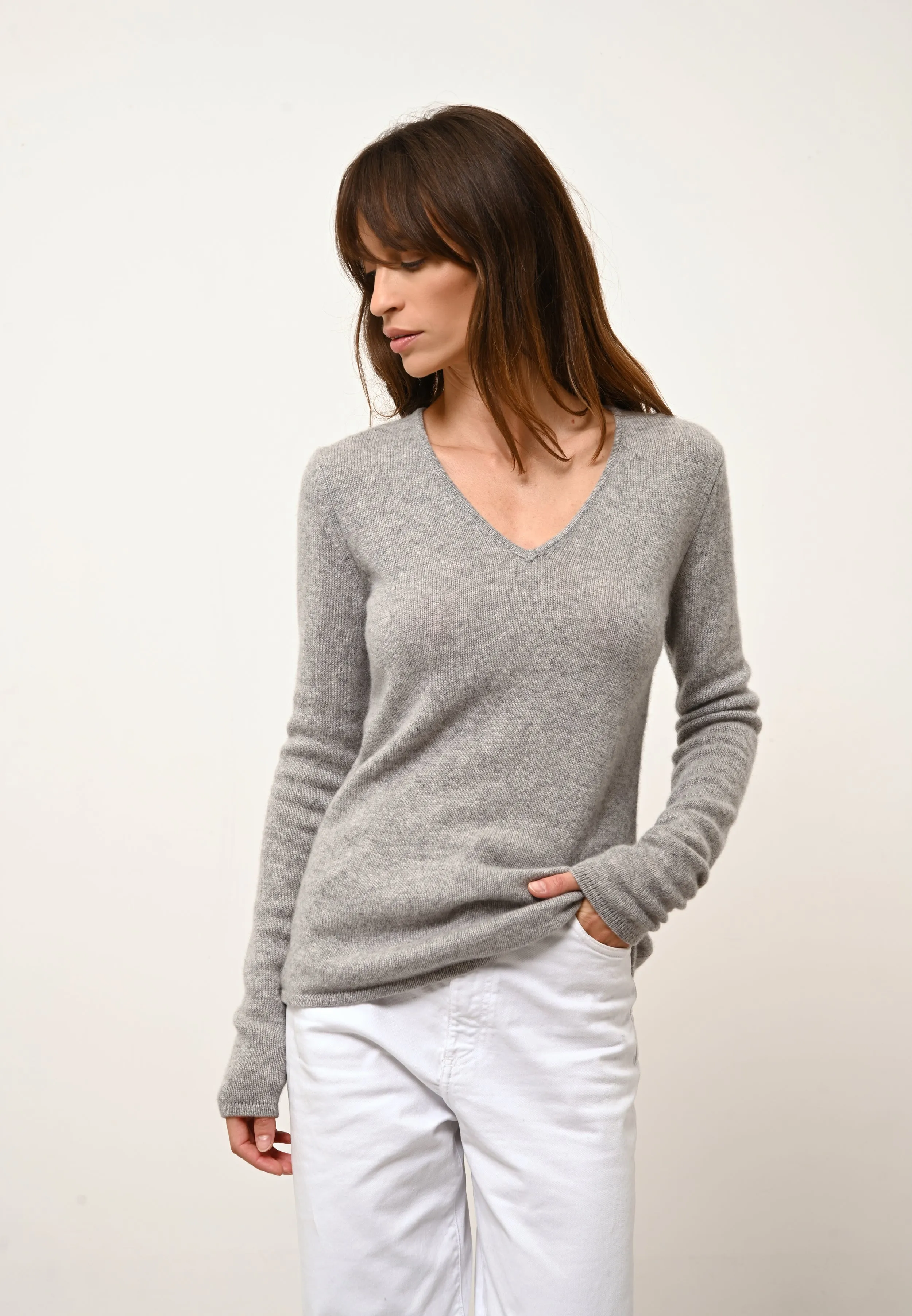 ABBY pull col v nuage chiné