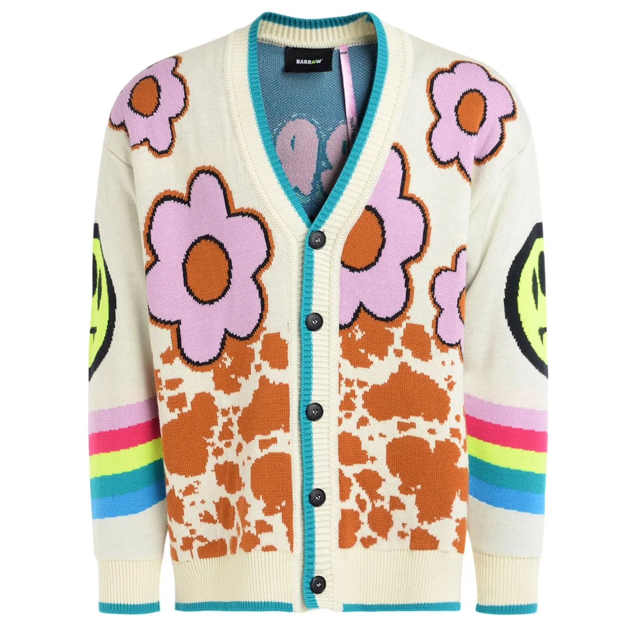 Barrow Cardigan ivoire avec broderie multicolore