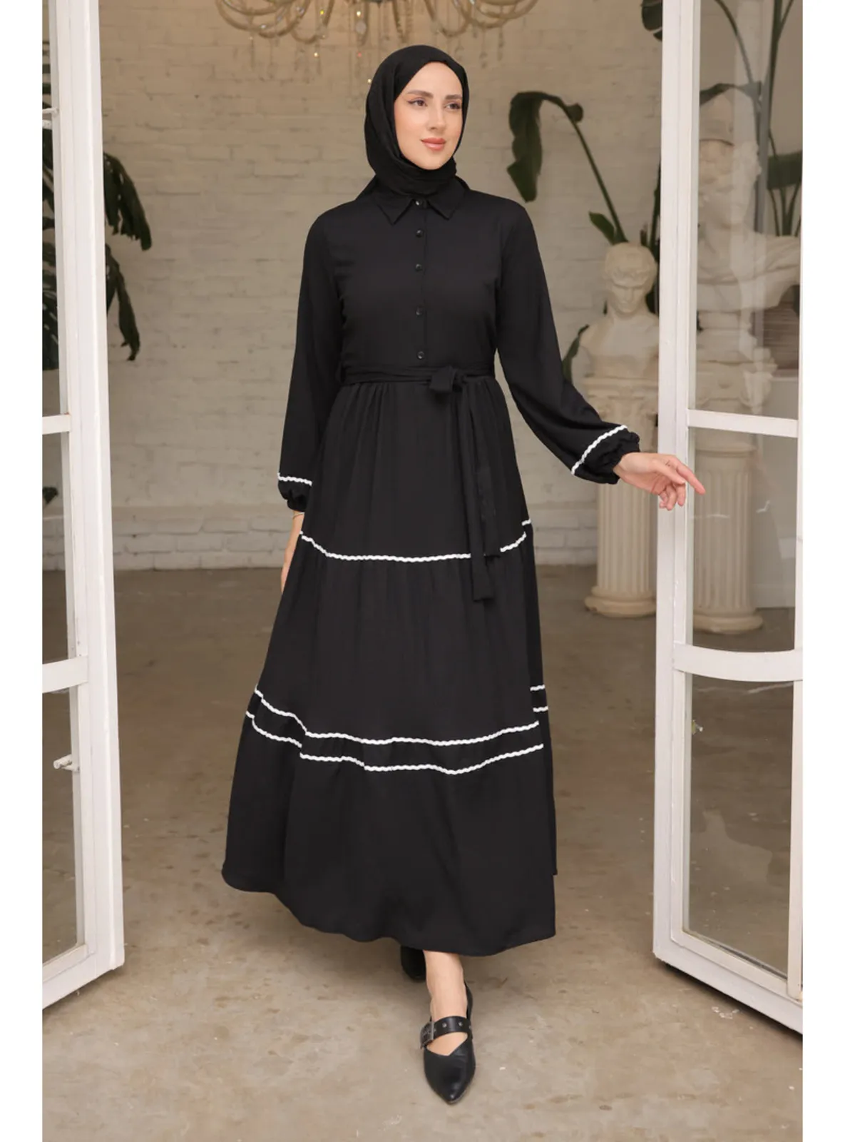 Black - Unlined - Modest Dress