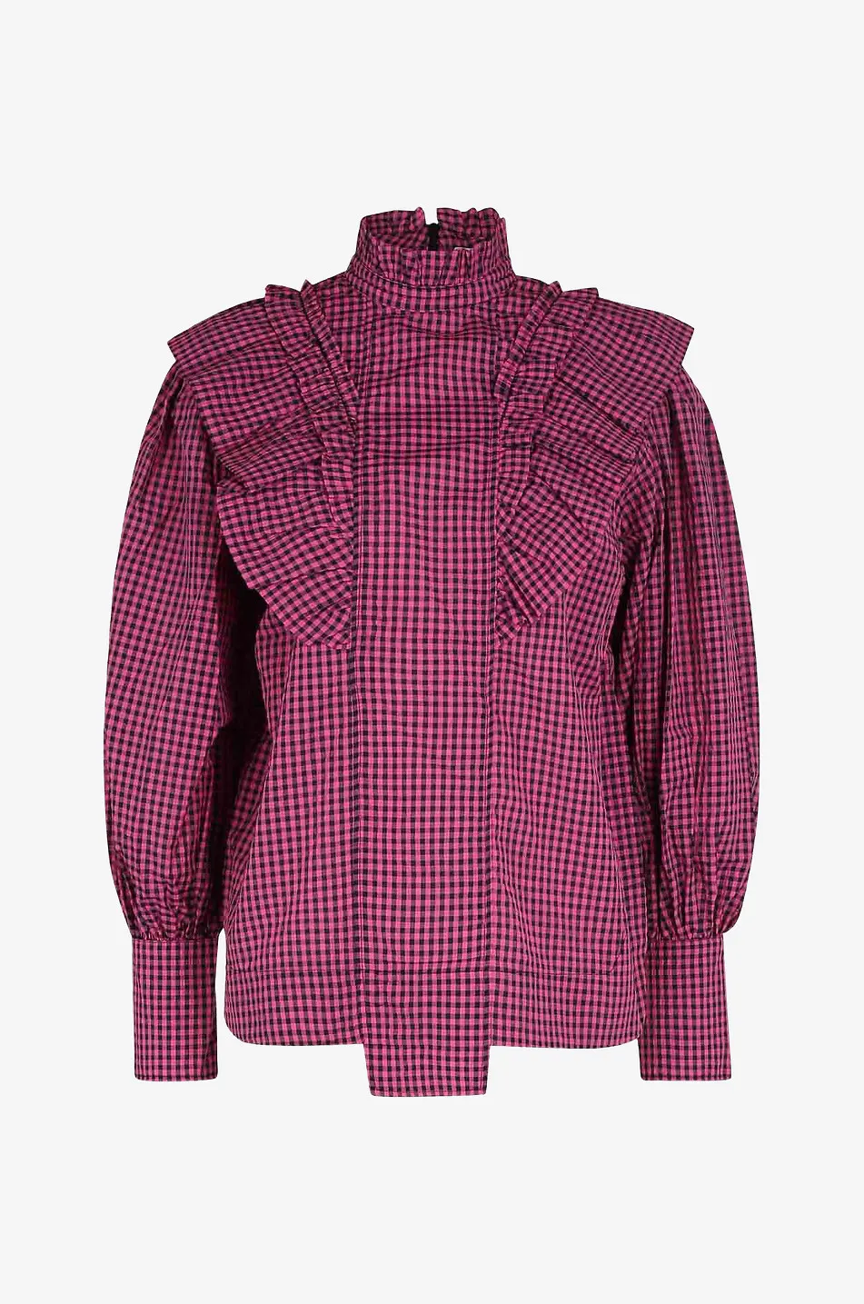 Blouse en seersucker à carreaux vichy et volants