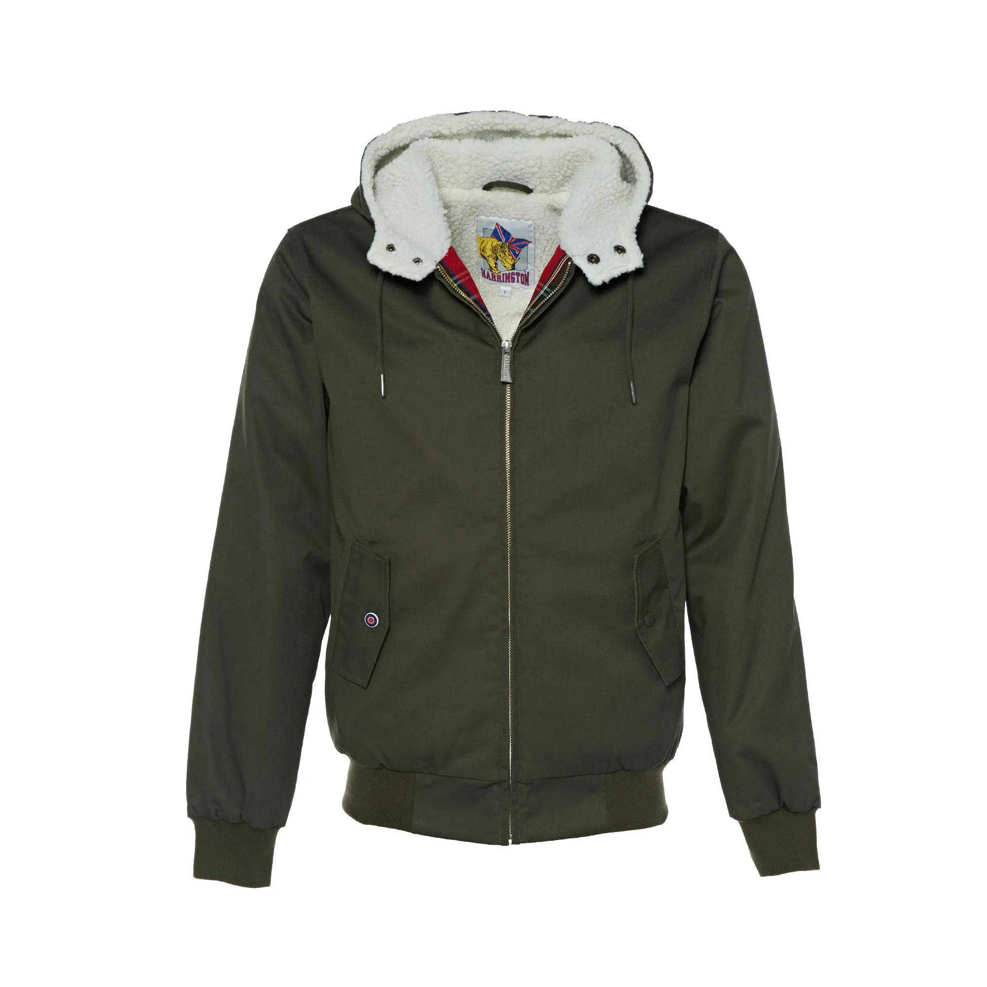 Blouson fourré à capuche kaki