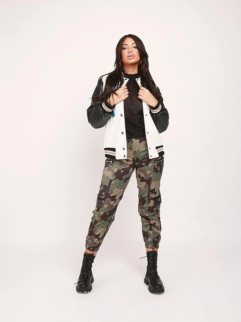 Blouson à manches en simili cuir