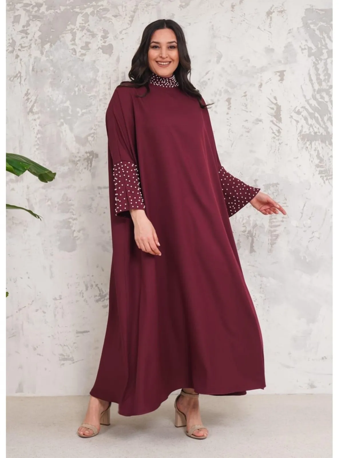 Burgundy - Modest Evening Dress