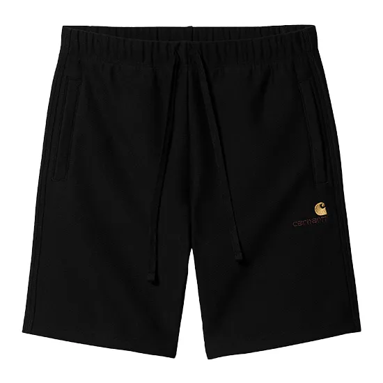 CARHARTT WIP AMERICAN SCRIPT SWEAT SHORT BLACK/GOLD - Hutchis