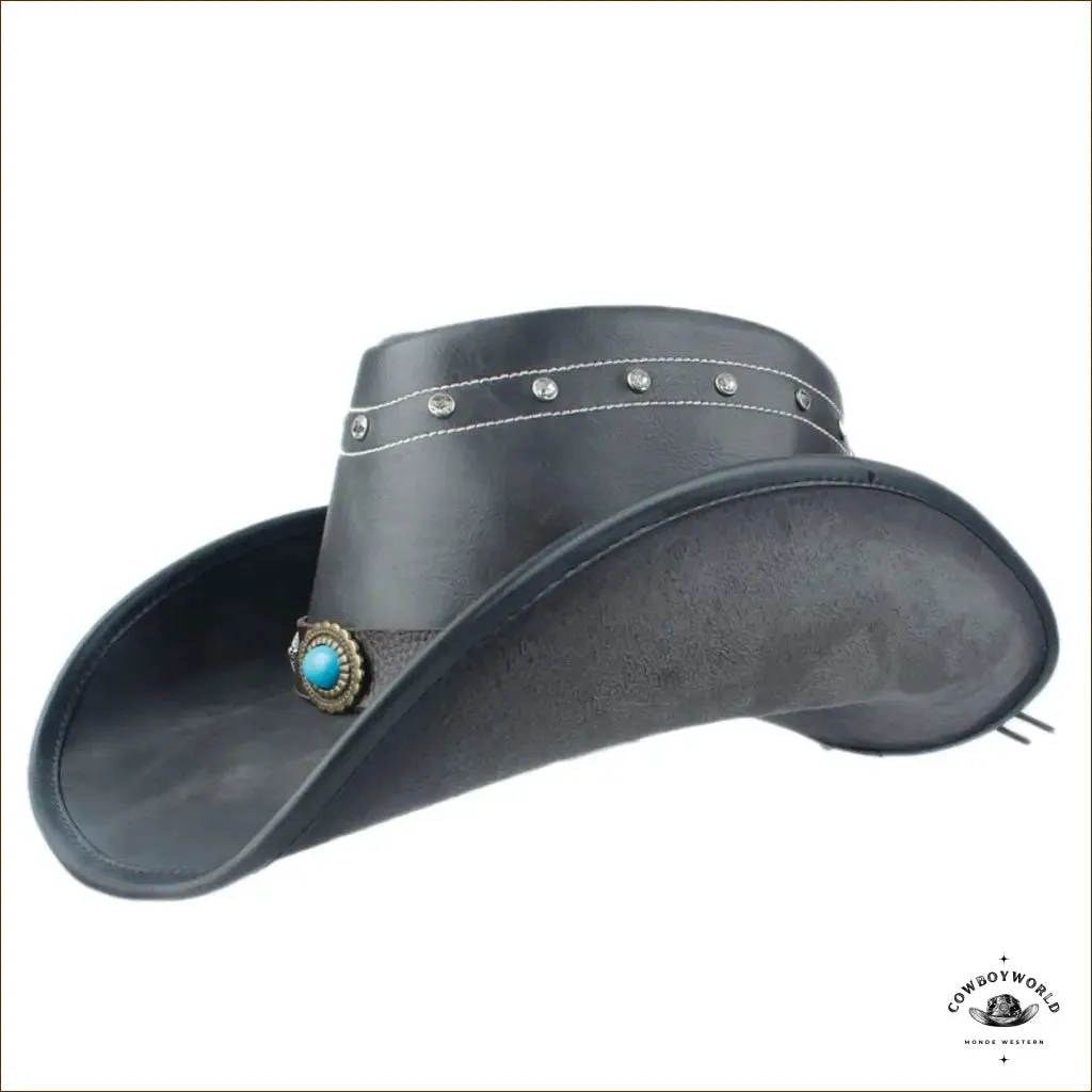 Chapeau de Cowboy Cuir Noir