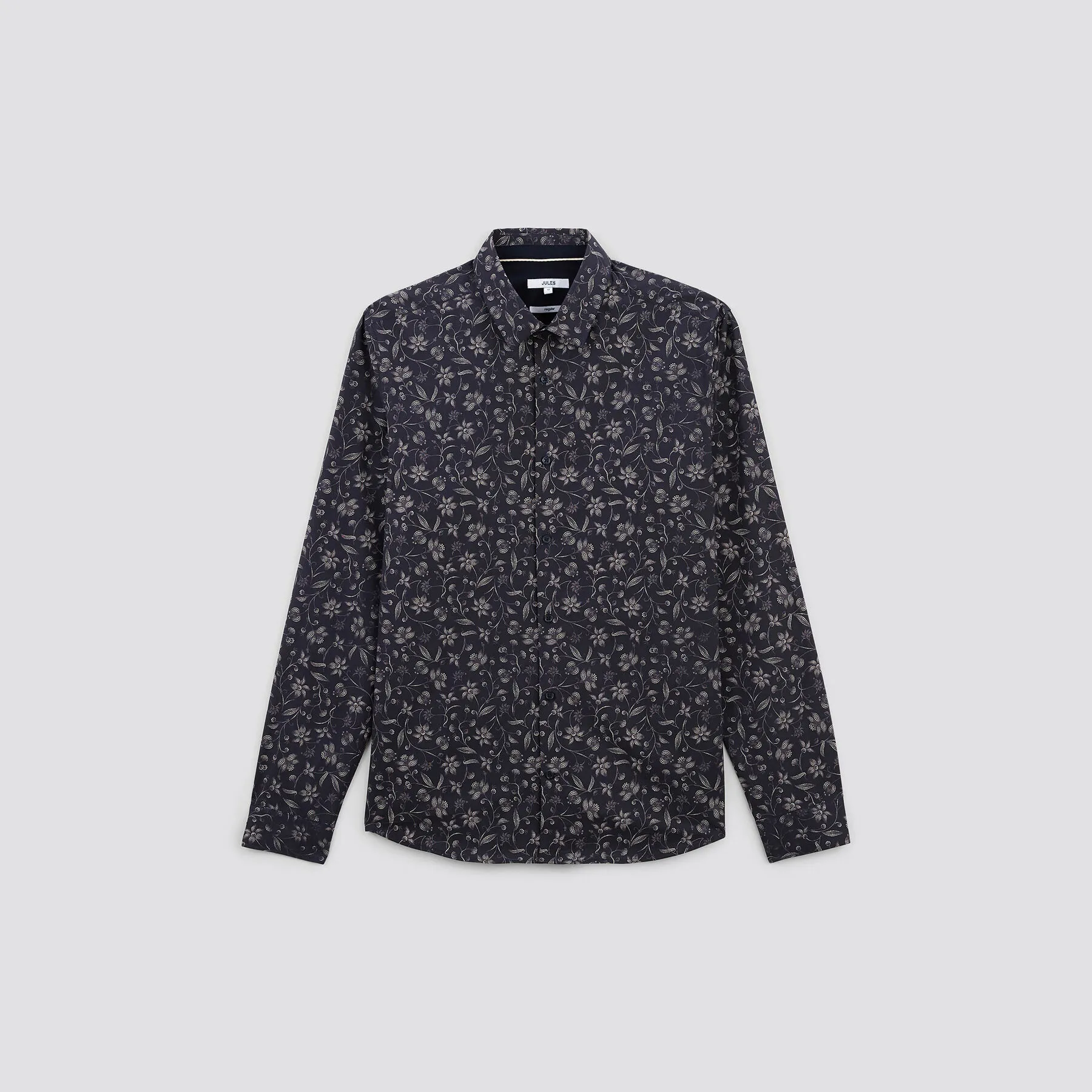 Chemise regular imprimé fleuri en coton biologique Bleu foncé | Jules