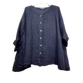 Chemise évasée femme marine, 100% Lin naturel, Vegan - Matière noble 25.90€