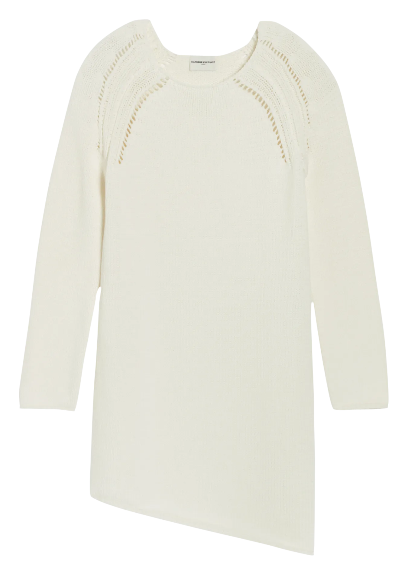 CLAUDIE PIERLOT  Robe pull droite col rond en coton mélangé - Beige