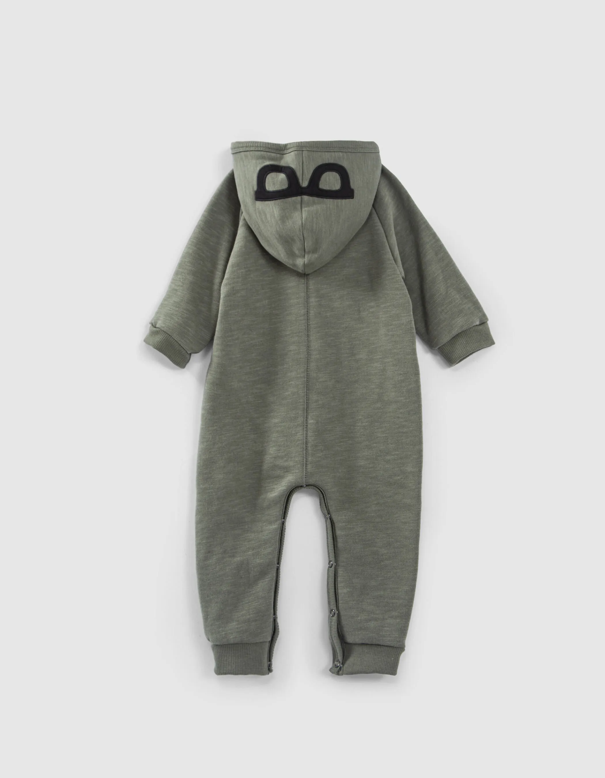 Combinaison kaki à capuche-lunettes molleton bio bébé