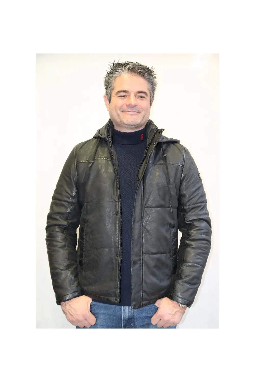 DOUDOUNE CUIR HOMME : ELUIS.N