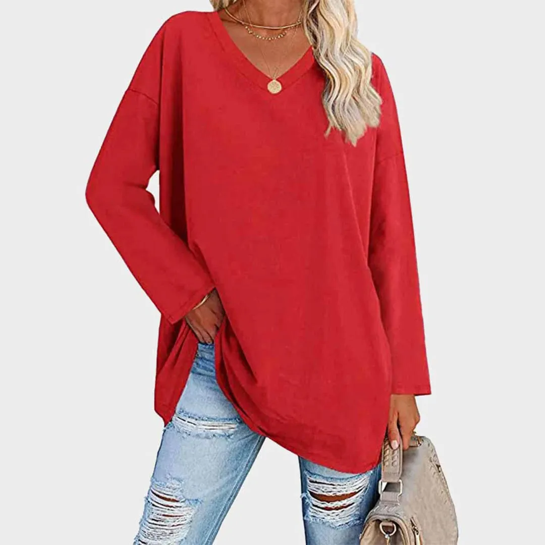 ELEGANTE Blouse à manches longues avec décolleté en V