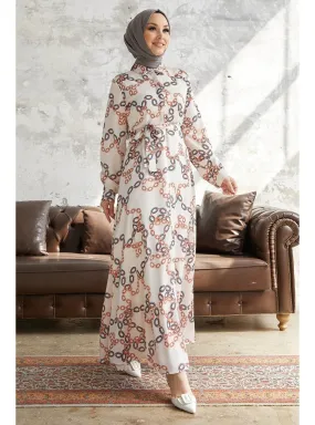 Grey - Cuban Collar - Modest Dress