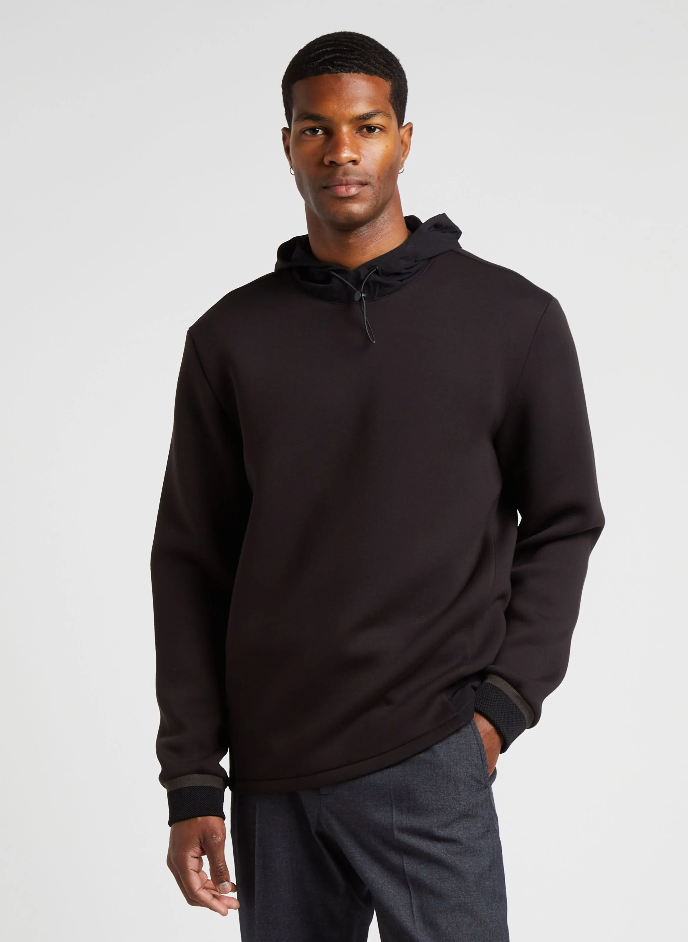 IKKS  Sweat à capuche bi-matière - Noir