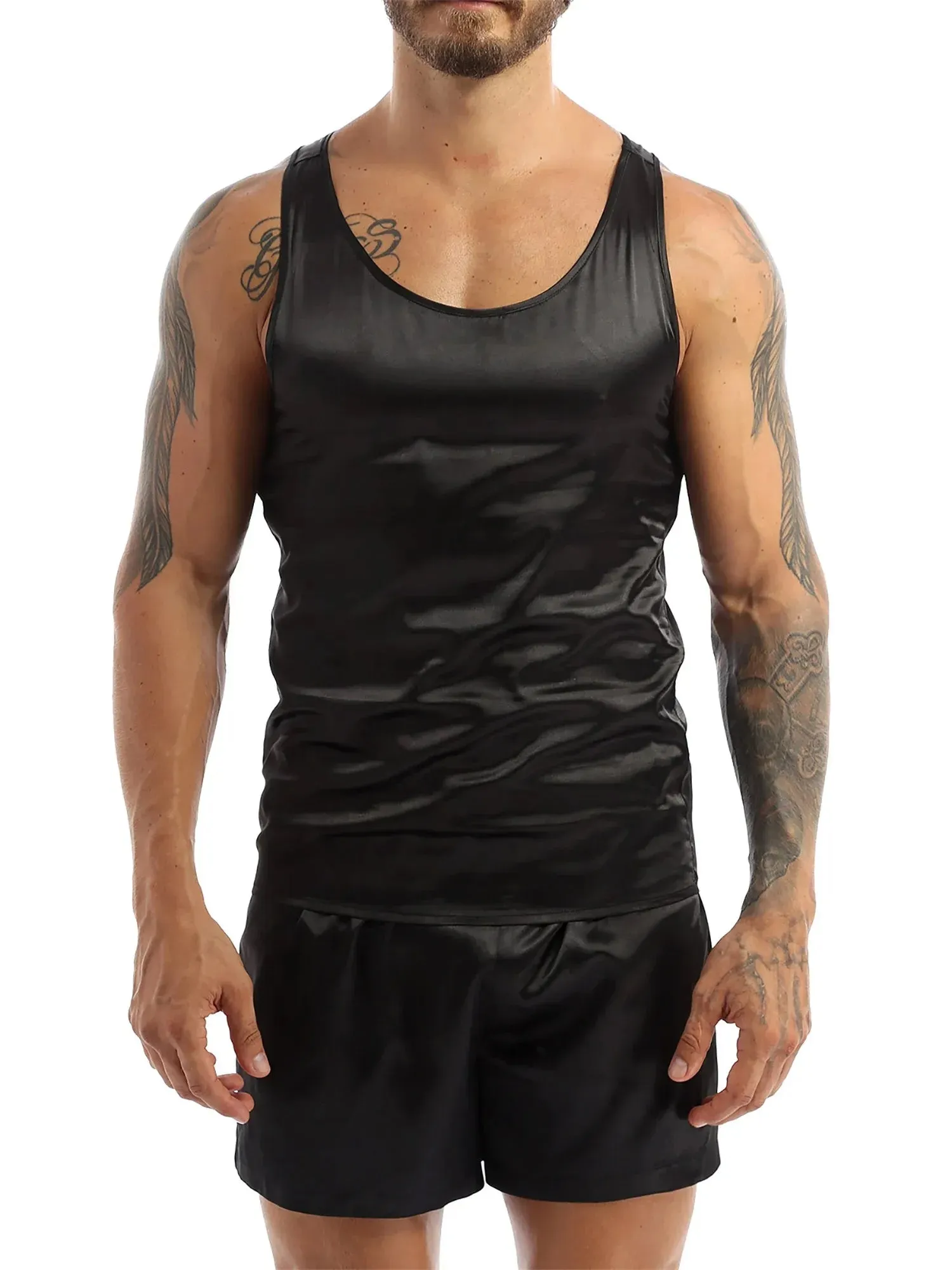 légance et Confort: Découvrez Notre Ensemble de Pyjama d'té en Satin pour Homme