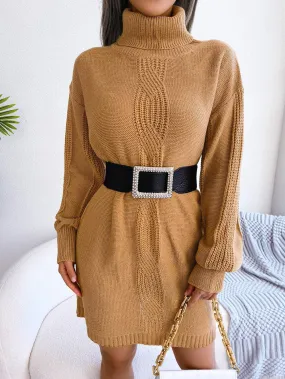 légante robe pull à longue manche et à col roulé pour femme