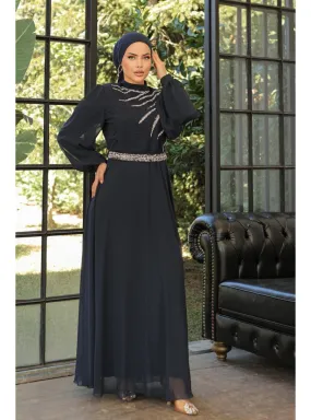 Navy Blue - 1000gr - Modest Evening Dress