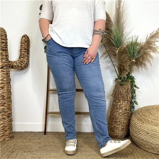 O598- Jean coupe Slim Voggo (T42-T50) (denim clair) - Bleu Clair