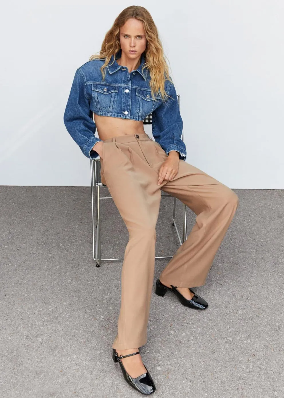 Pantalon | Femme MANGO Pantalon Pinces Wideleg Beige