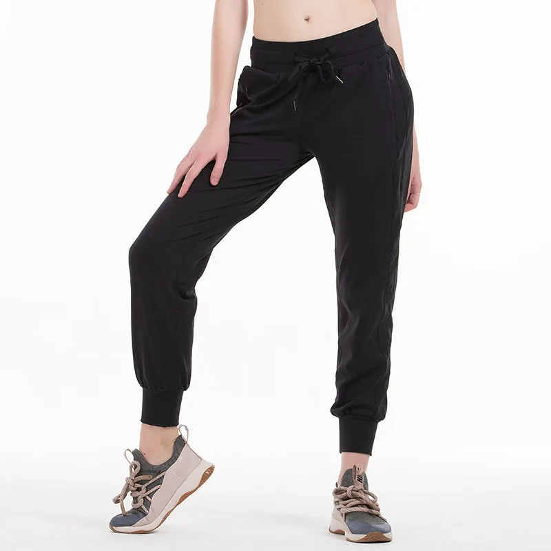 Pantalon De Jogging De Sport Dentraînement De Yoga En Tissu À Sensation Nue Pour Femme Avec Cordon De Serrage À La Taille, Panta