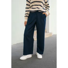 Pantalon Large MIRAZIO bleu marine en coton | 3 Suisses