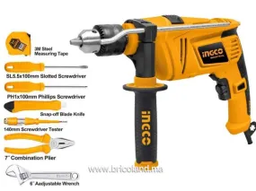 Perceuse à percussion 13mm 850W + Jeu d'outils à main - INGCO