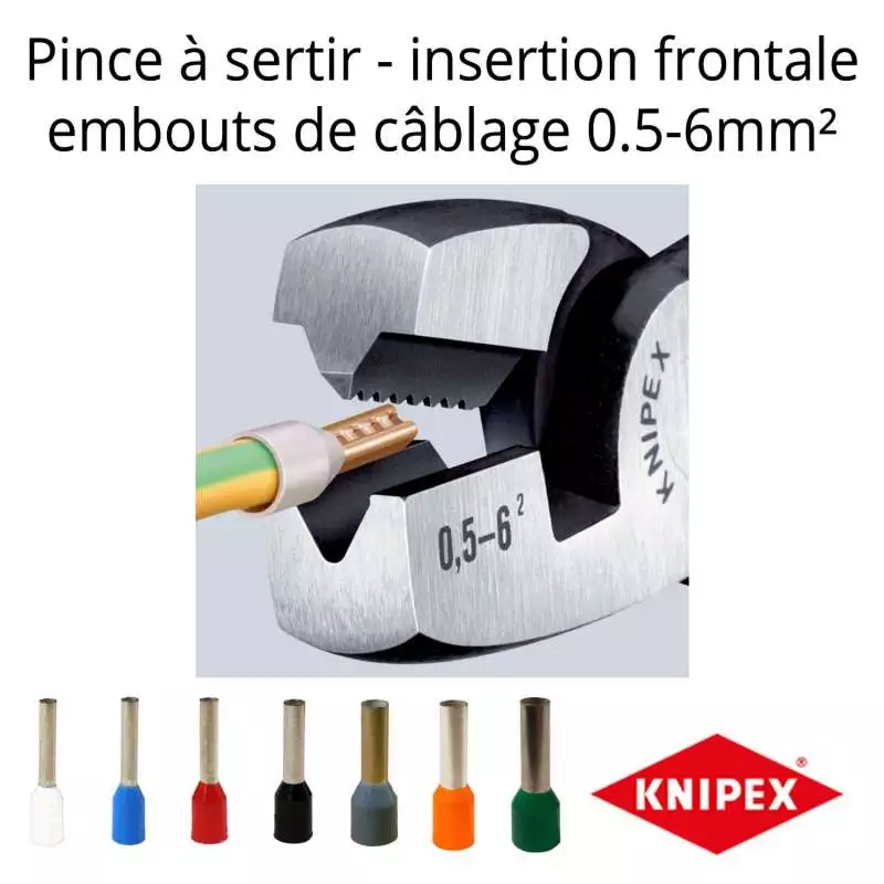 Pince à sertir embouts 0.5-6mm² (frontale) - Knipex 9781180