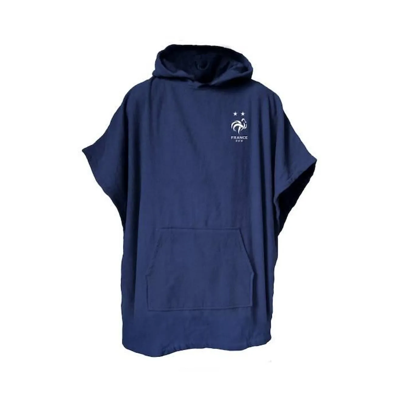 Poncho de bain Enfant - FFF - Taille 4-8 ans - 100% Coton - Capuche et broderie blanc - 