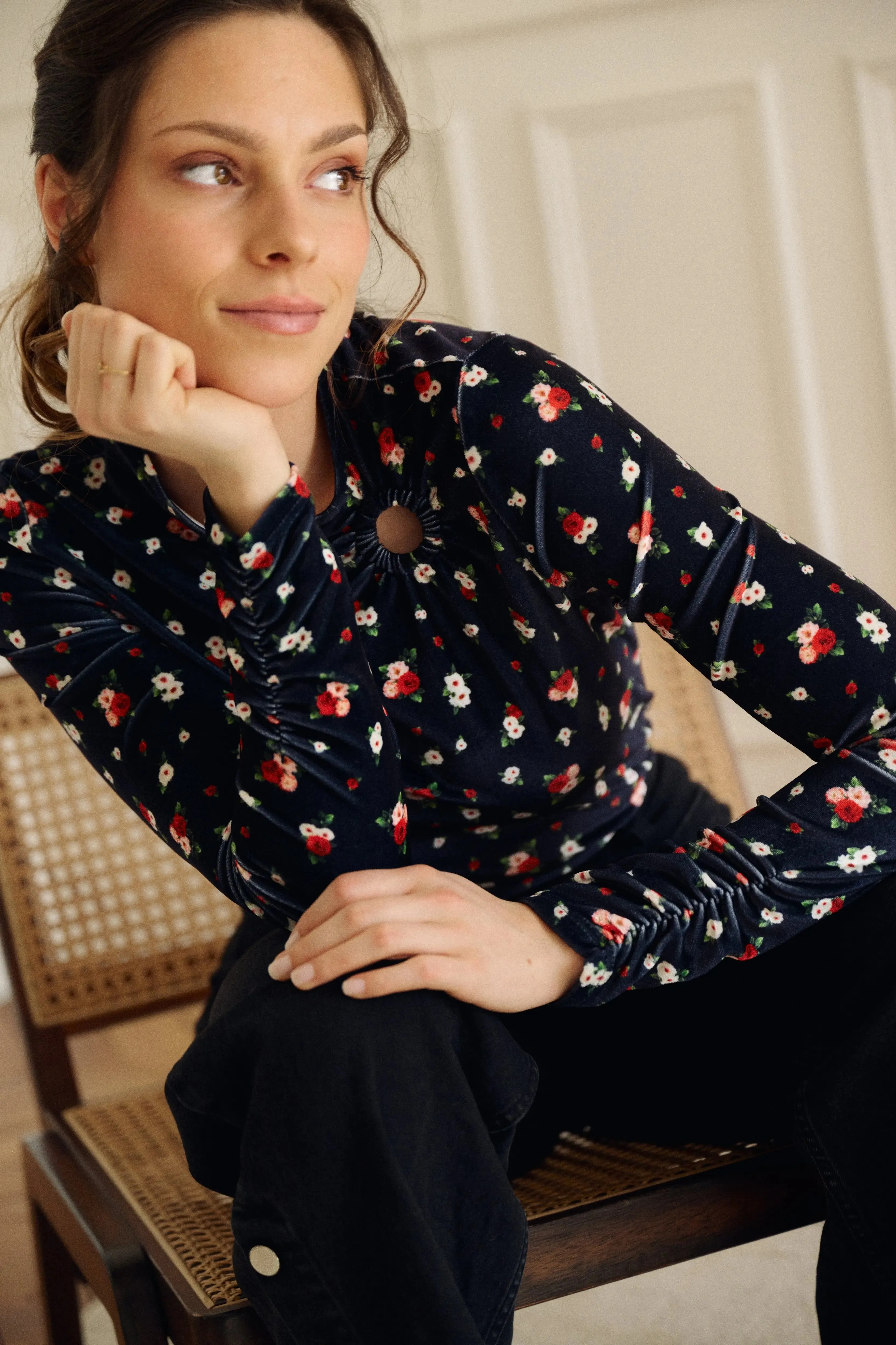 Pull Raphael - Velours fleurs