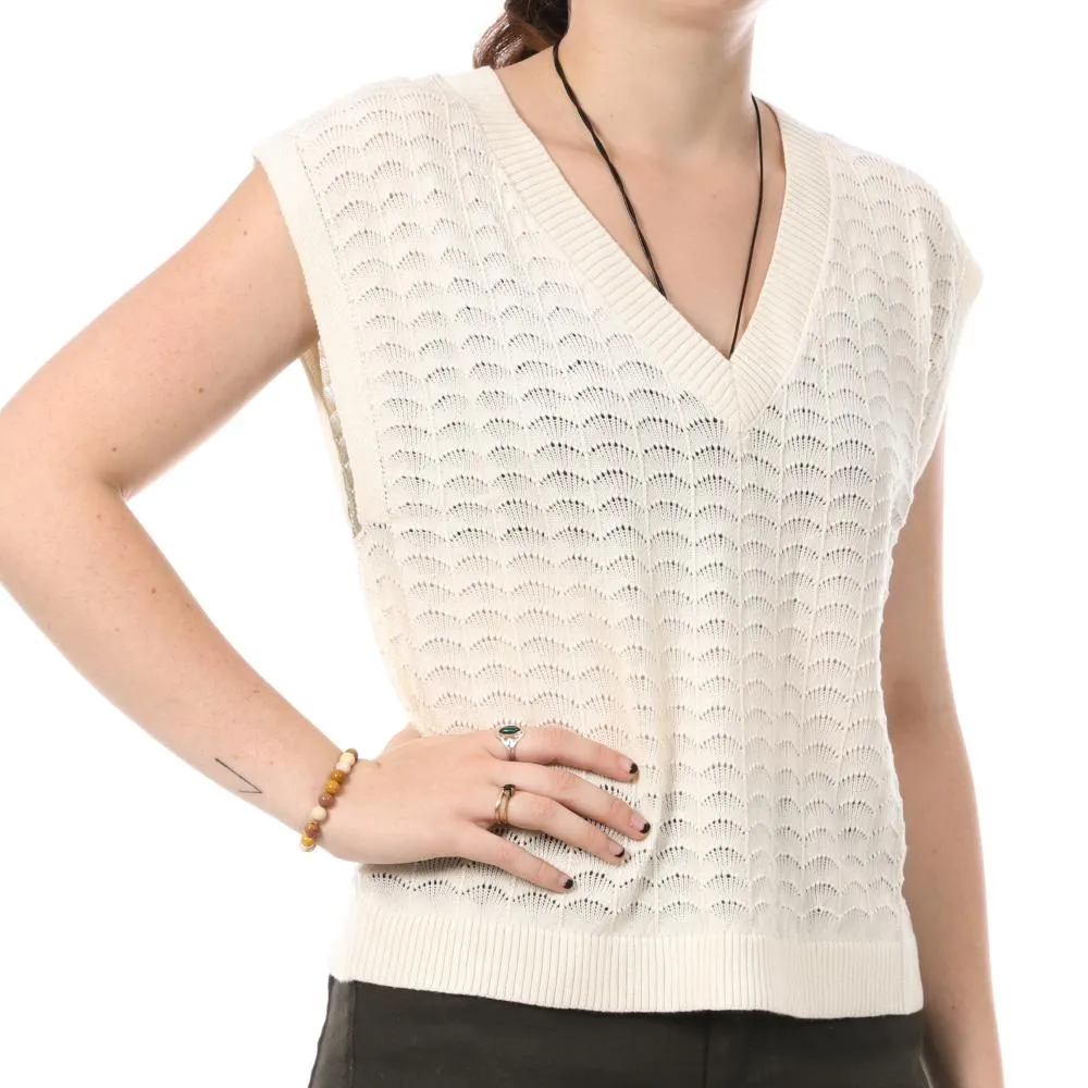 Pull Sans Manches Blanc Femme Deeluxe Kaya