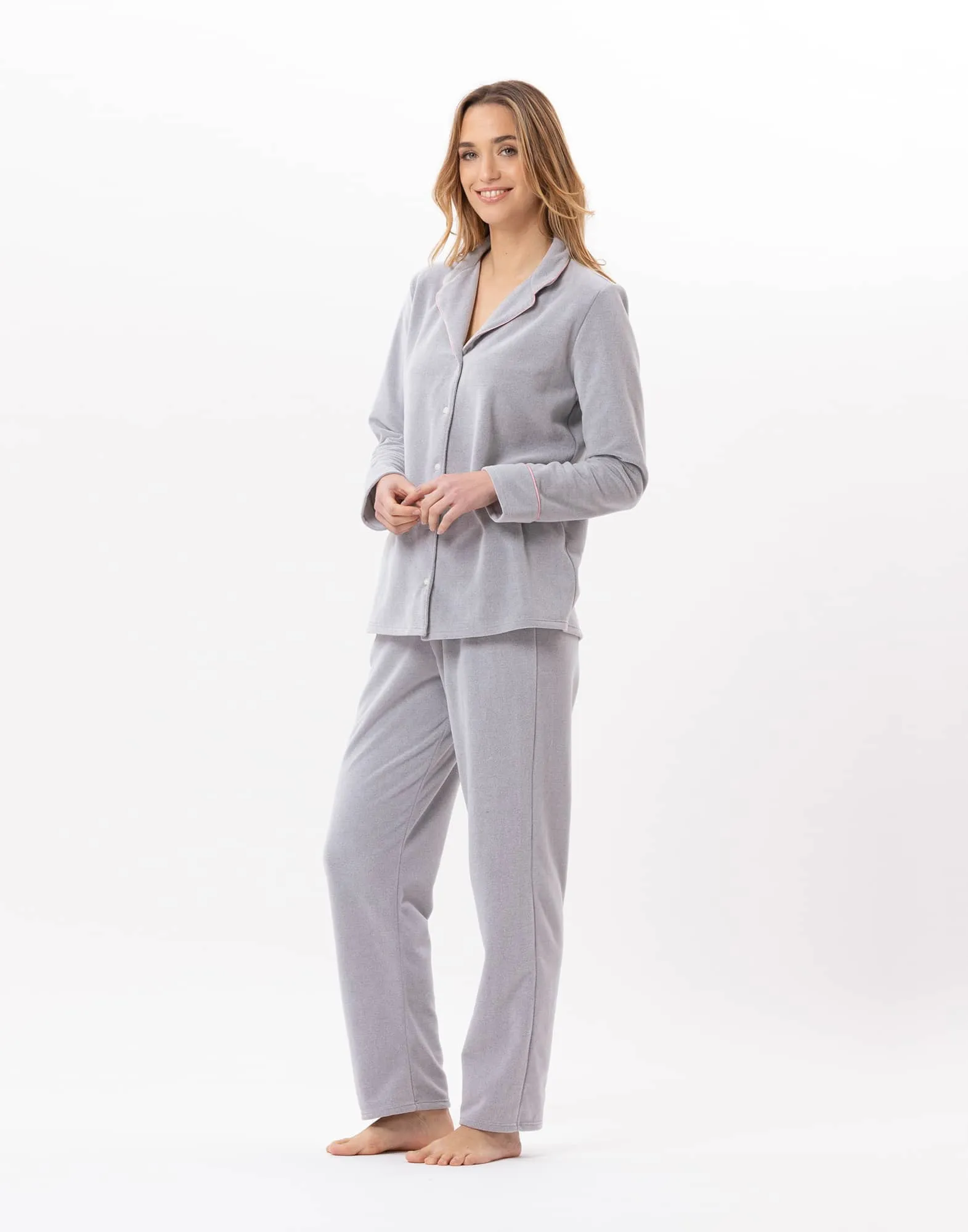 Pyjama boutonné en micropolaire DOUCE 806 Gris Chine