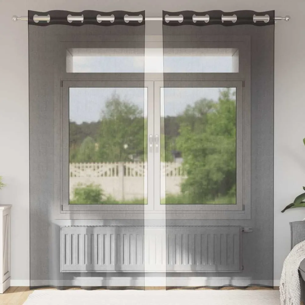 Rideaux en voile avec œillets 2 pcs noir 140x225 cm