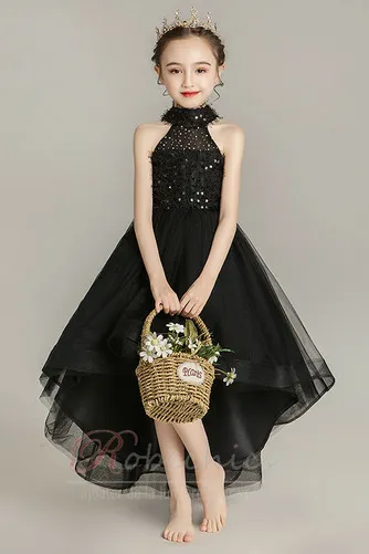 Robe Cortège Fille Organza Avec Jacket Été Asymétrique Poire Col de chemise t
