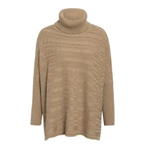 Robe-Pull Beige Col Roulé