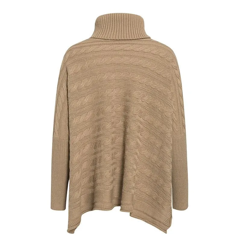 Robe-Pull Beige Col Roulé