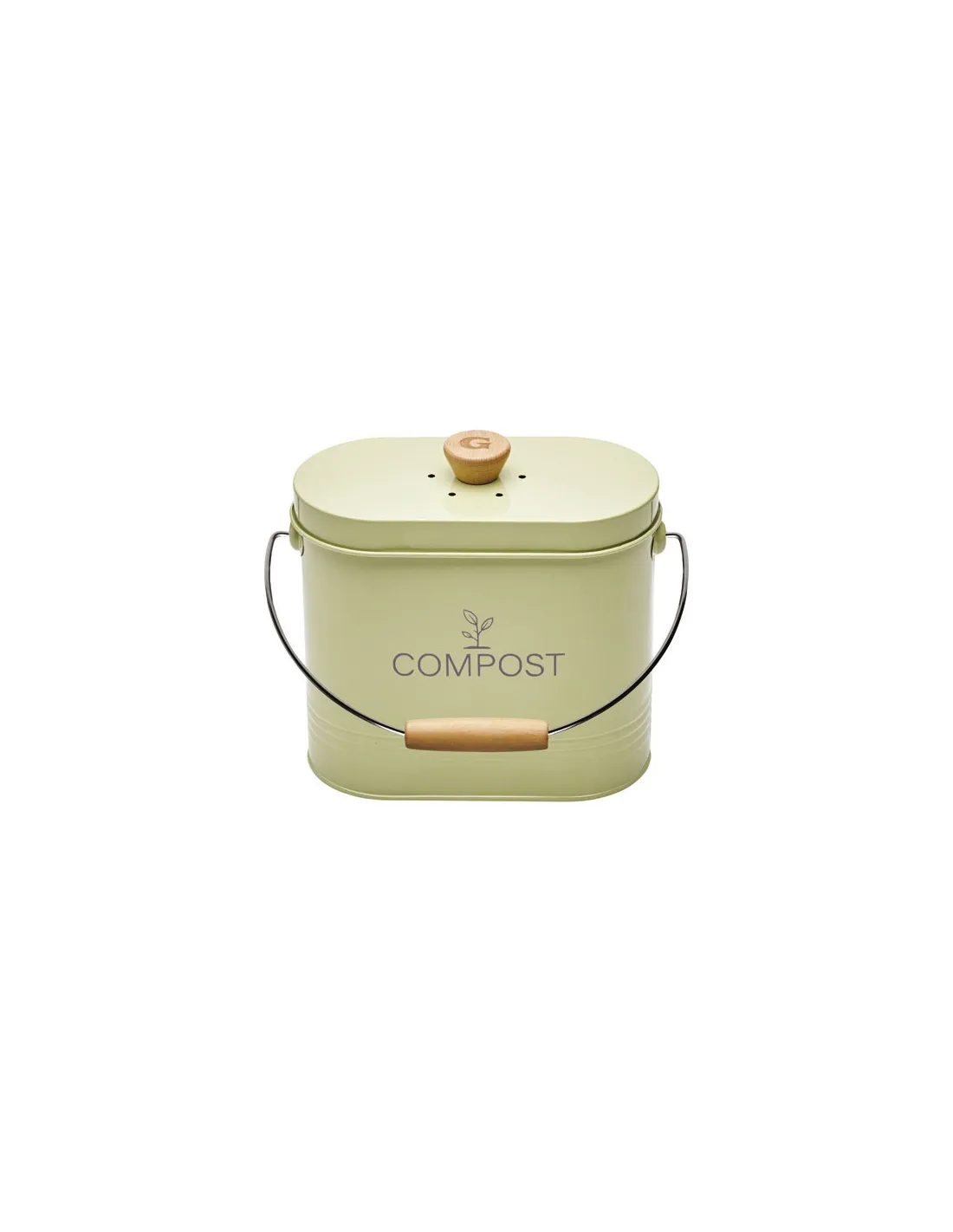 seau a compost 3l ovale vert pastel avec filtre - guillouard