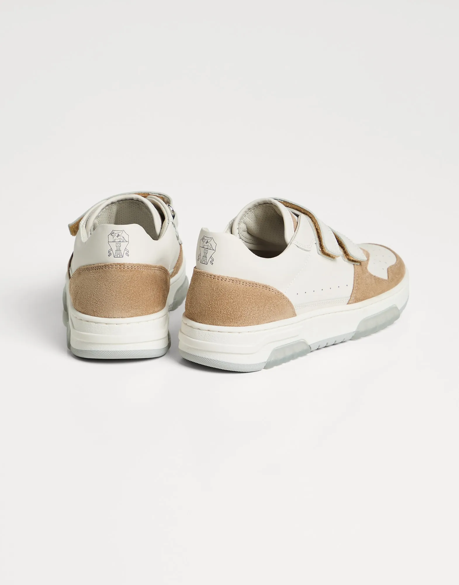 Sneakers en cuir de veau et daim, bandes auto-agrippantes