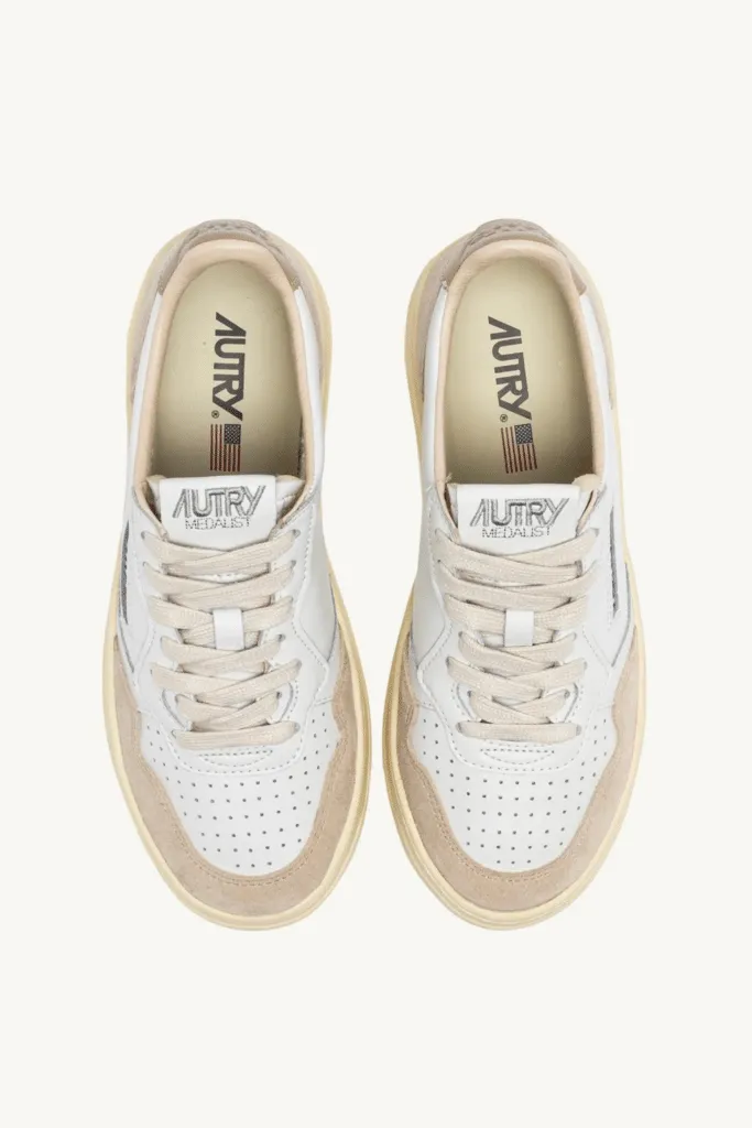 Sneakers Medalist Cuir et Daim Blanc Beige