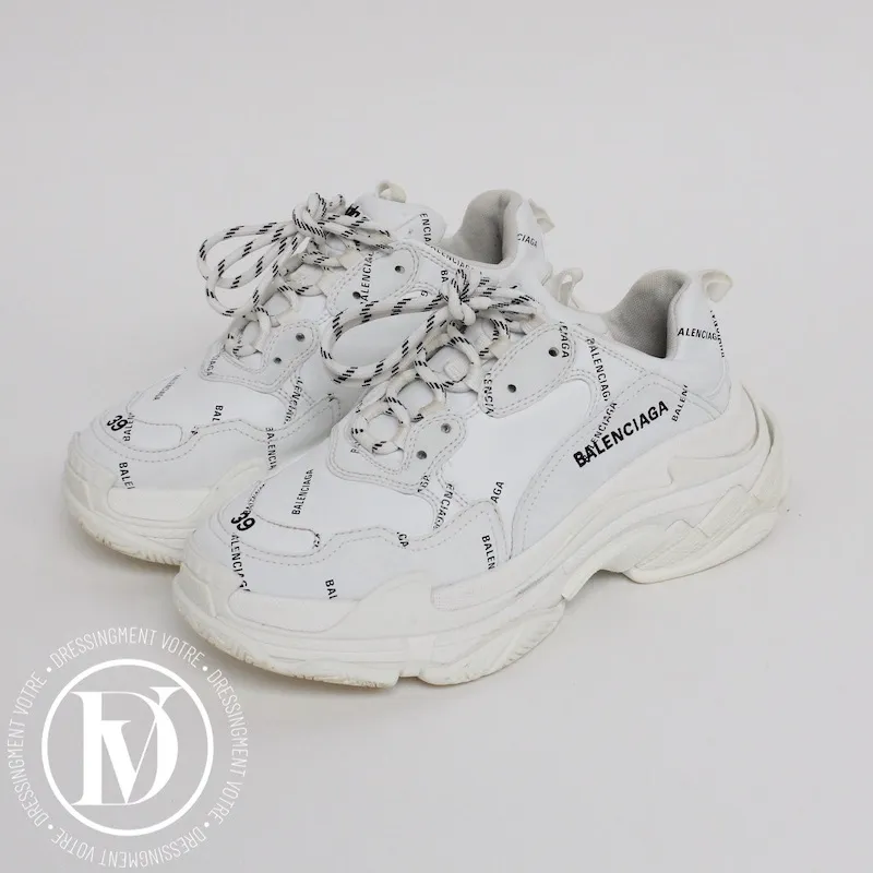 Sneakers triple S en cuir et maille technique blanche p.39 – Balenciaga
