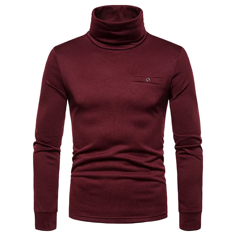 Sous-Pull Homme Col Roulé Rouge Bordeaux