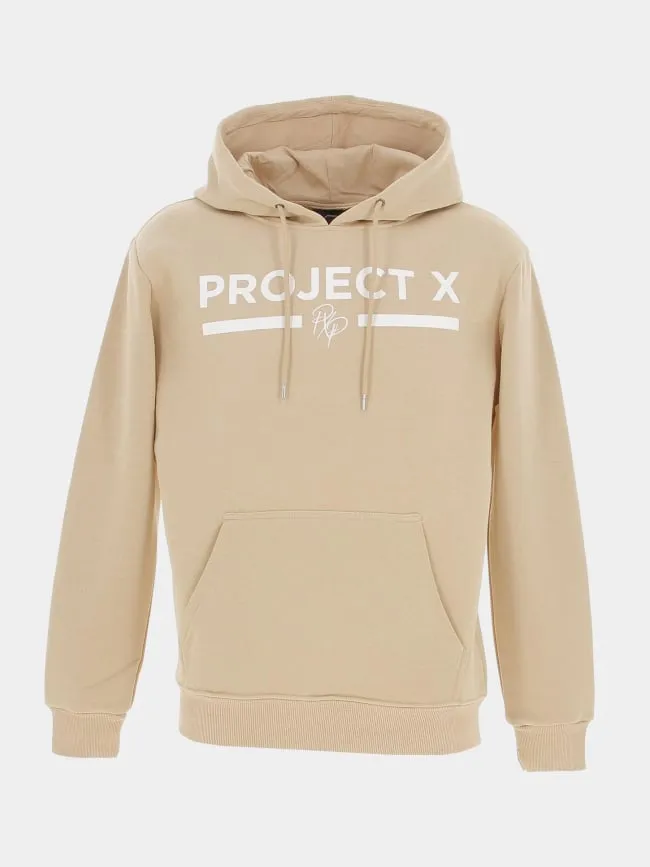 Sweat à capuche logo uni beige homme - Project X Paris | wimod
