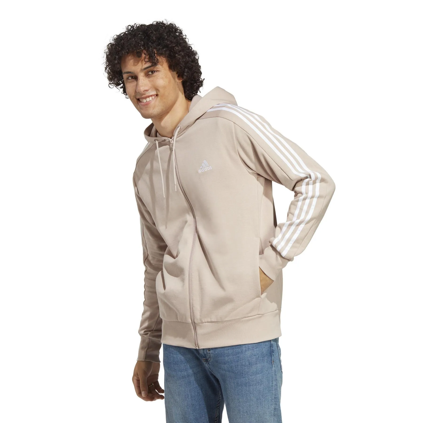 Sweatshirt à capuche zippé adidas 3-Stripes Essentials French Terry