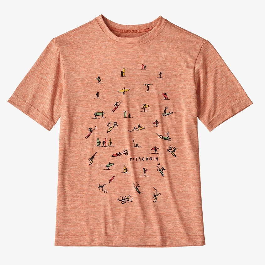 T-shirt Patagonia Garçon Cap Cool Daily Paddle Pack Mellow Melon