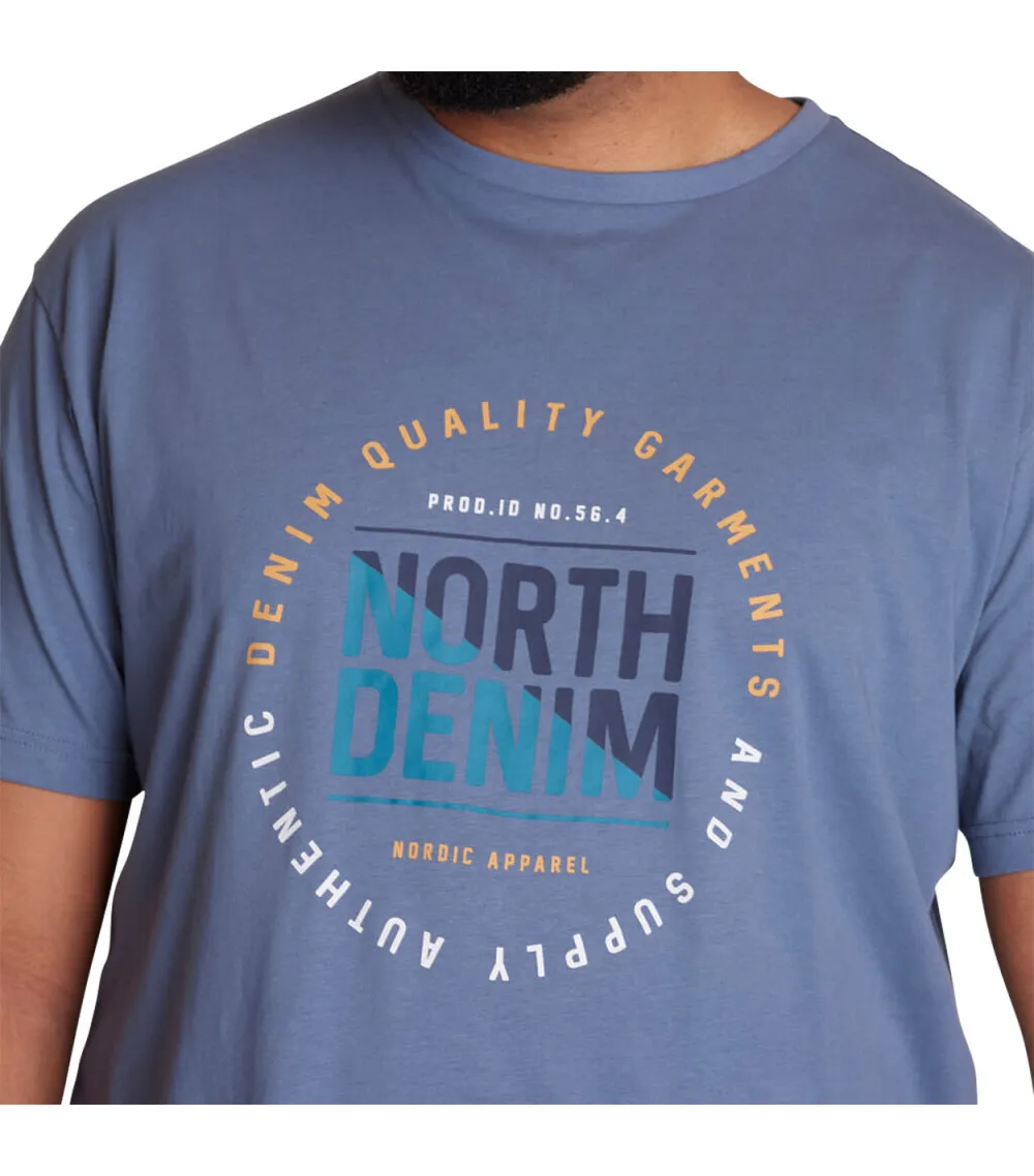 T-shirt à manches courtes avec un col rond North 56°4 en coton indigo