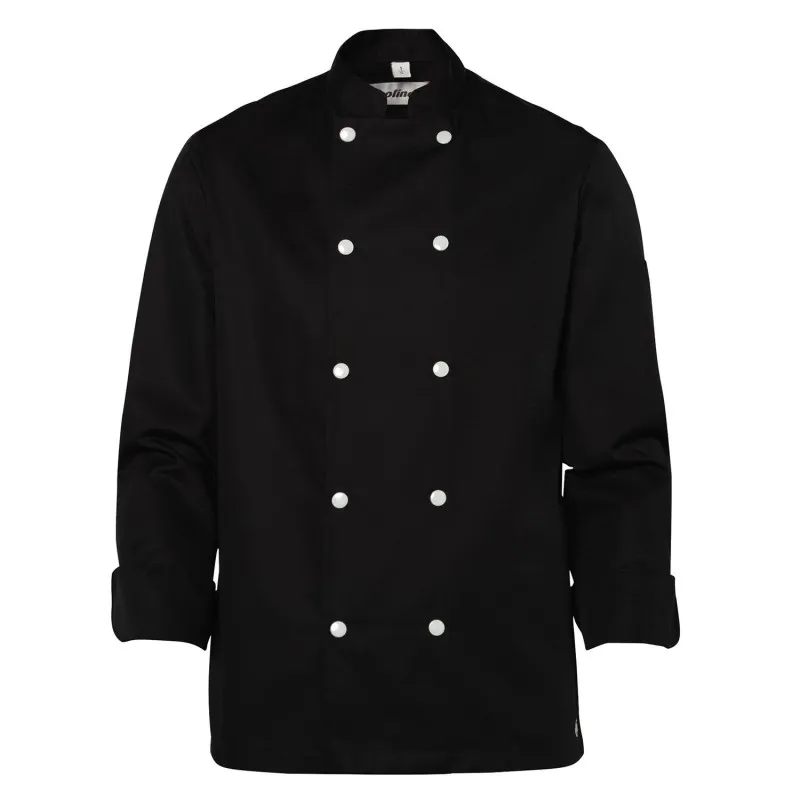 Veste de cuisine noire homme pas cher Molinel BLAKE double boutonnage