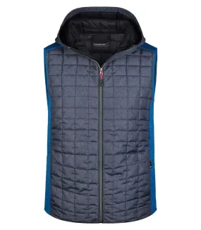 Veste tricot matelassée sans manches - homme - JN768 - gris foncé et bleu roi