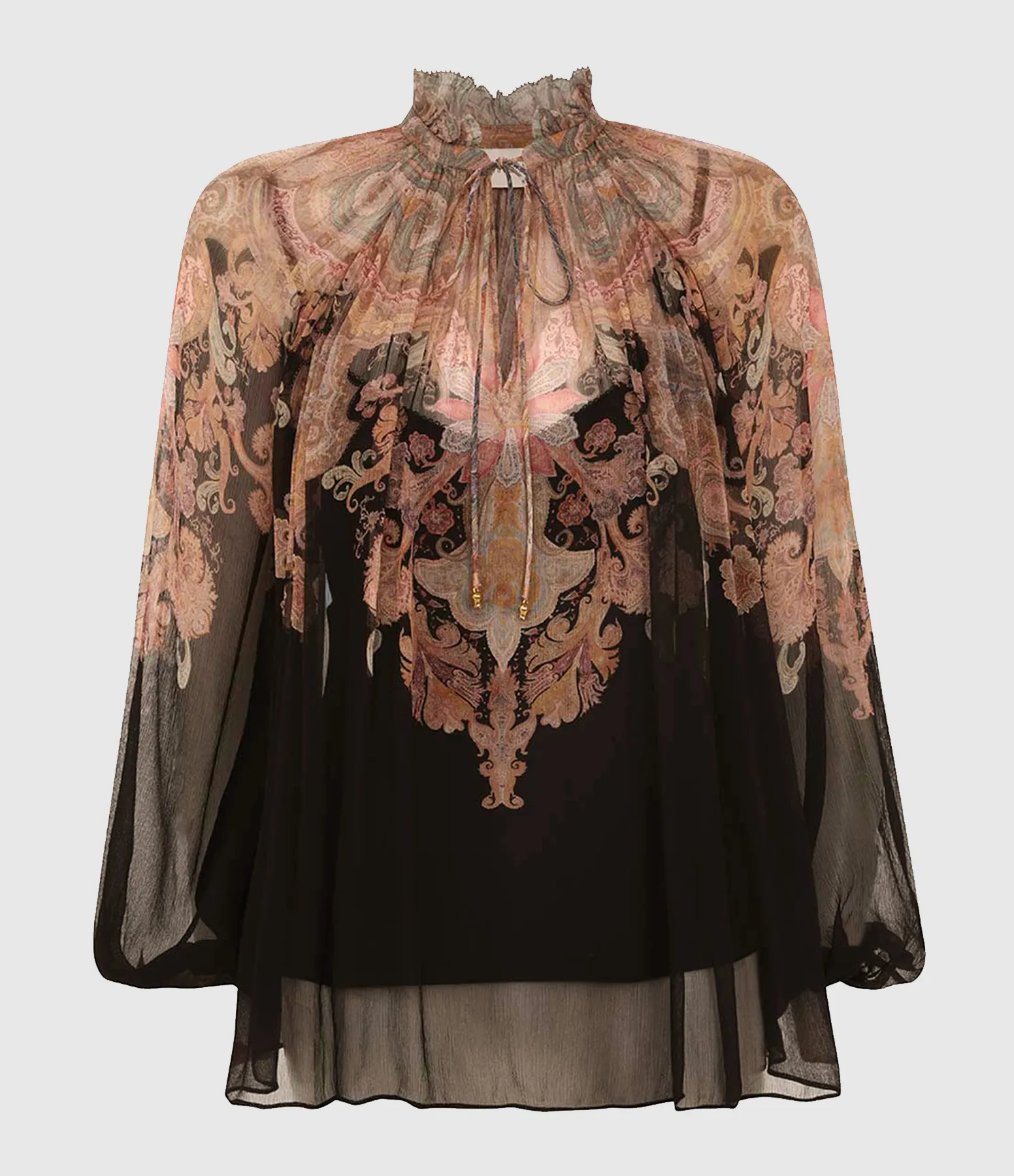 ZIMMERMANN Partager  Blouse Illustration Billow Black Paisley  